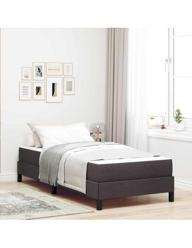 Letto a molle con materasso Marrone Scuro 100 x 200 cm Tessuto
