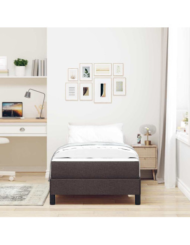 Letto a molle con materasso Marrone Scuro 100 x 200 cm Tessuto