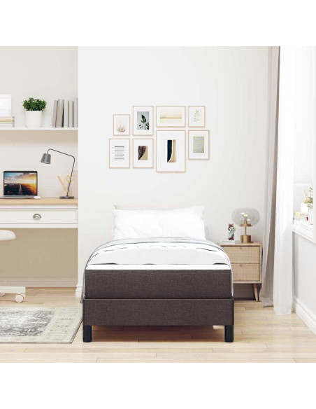 Letto a molle con materasso Marrone Scuro 90 x 190 cm Tessuto
