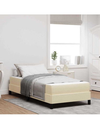 Letto a molle con materasso Crema 90 x 200 cm Tessuto
