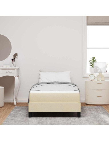 Letto a molle con materasso Crema 90 x 200 cm Tessuto