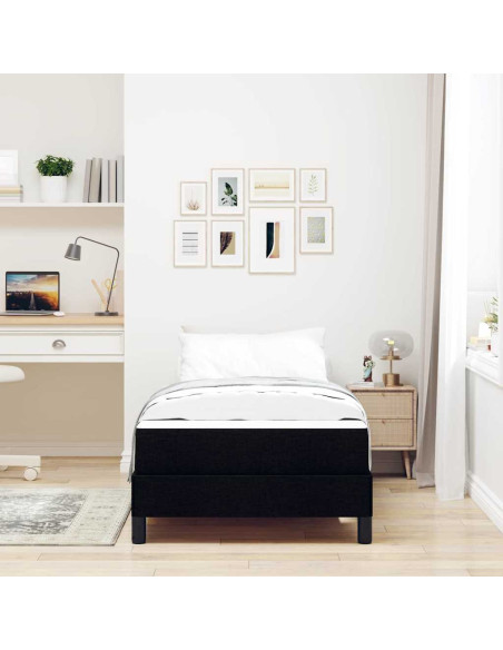 Letto a molle con materasso Nero 100 x 200 cm Tessuto
