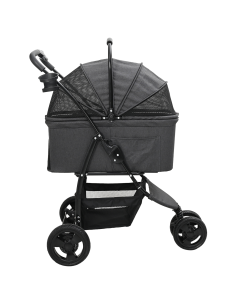 Passeggino pieghevole per animali Nero 78 x 54 x 101 cm
