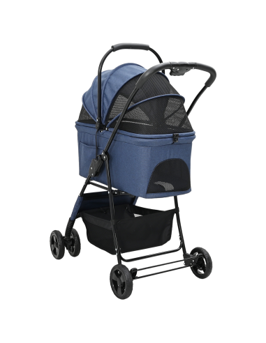 Passeggino pieghevole per animali Blu 81 x 47 x 99 cm