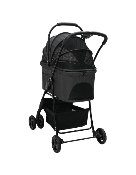 Passeggino pieghevole per animali Nero 81 x 47 x 99 cm