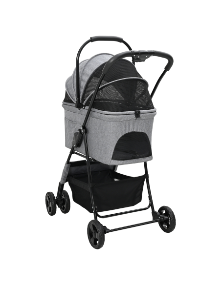 Passeggino pieghevole per animali Grigio 81 x 47 x 99 cm