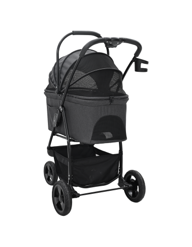 Passeggino pieghevole per animali Nero 78 x 54 x 101 cm