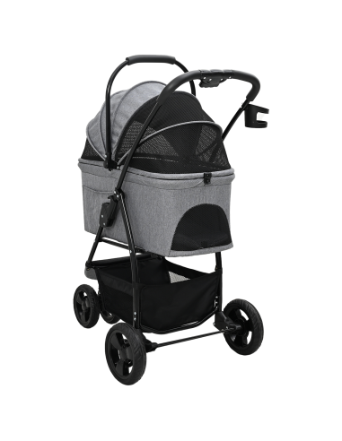 Passeggino pieghevole per animali Grigio 78 x 54 x 101 cm