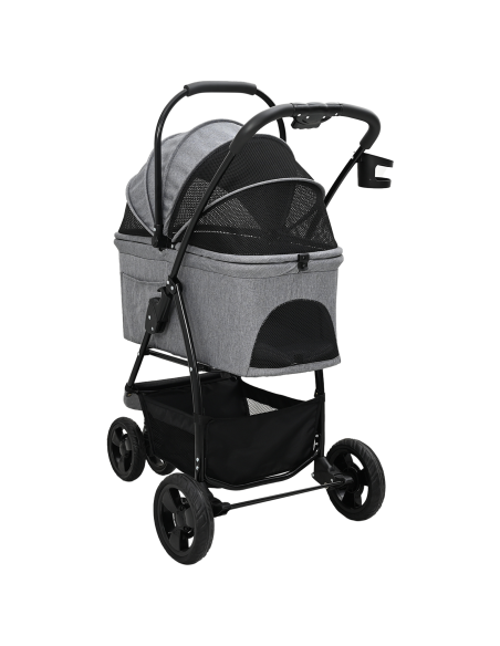 Passeggino pieghevole per animali Grigio 78 x 54 x 101 cm