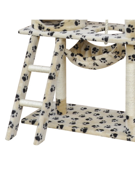 Tiragraffi per gatti Beige con impronte 83 x 72 x 140 cm Legno