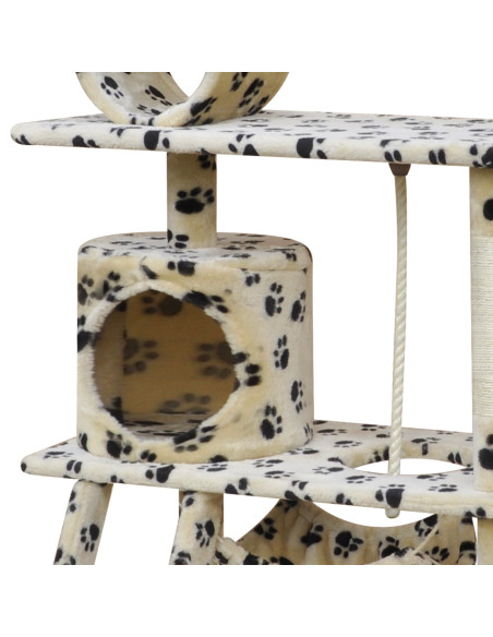 Tiragraffi per gatti Beige con impronte 83 x 72 x 140 cm Legno