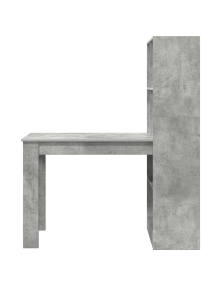 Scrivania con lo scaffale con archiviazione Grigio cemento 122 x 67 x 145 cm