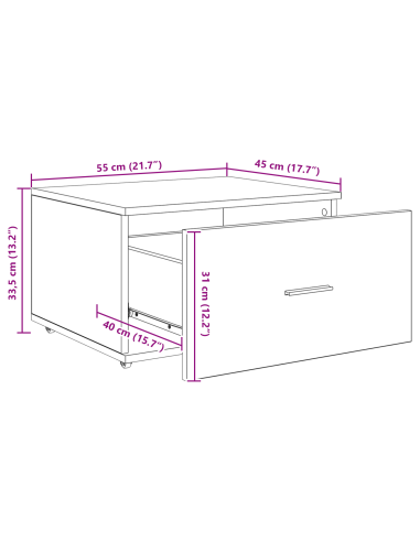 Scrivania con cassetto Grigio cemento 131,5 x 50 x 106,5 cm