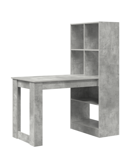 Scrivania con lo scaffale con archiviazione Grigio cemento 122 x 67 x 145 cm