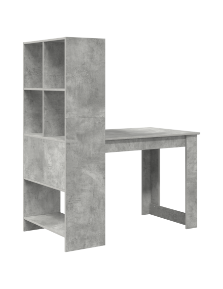 Scrivania con lo scaffale con archiviazione Grigio cemento 122 x 67 x 145 cm