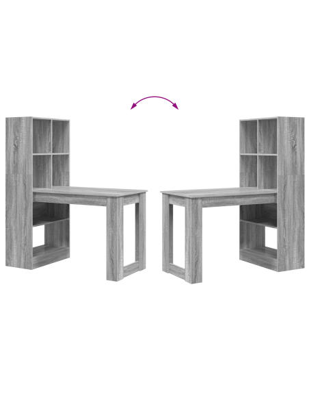 Scrivania con lo scaffale con archiviazione Grigio Sonoma 122 x 67 x 145 cm