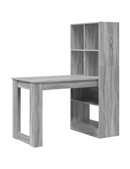 Scrivania con lo scaffale con archiviazione Grigio Sonoma 122 x 67 x 145 cm