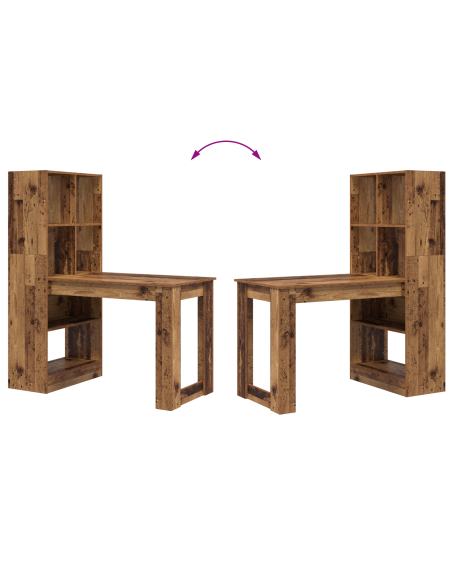 Scrivania con lo scaffale con archiviazione Legno vecchio 122 x 67 x 145 cm