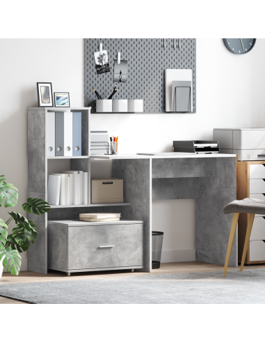 Scrivania con cassetto Grigio cemento 131,5 x 50 x 106,5 cm