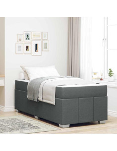 Struttura del letto Grigio scuro 90 x 190 cm Tessuto 2