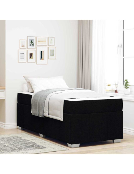 Struttura del letto con materasso Nero 90 x 190 cm Tessuto