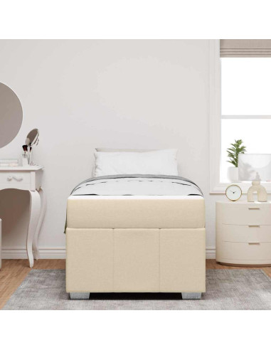 Struttura del letto con materasso Crema 90 x 190 cm Tessuto