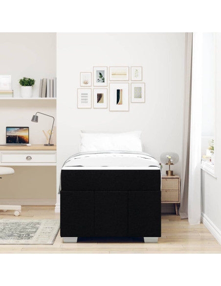 Struttura del letto con materasso Nero 90 x 200 cm Tessuto