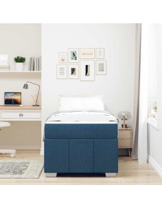 Struttura del letto con materasso Blu 90 x 200 cm Tessuto 2