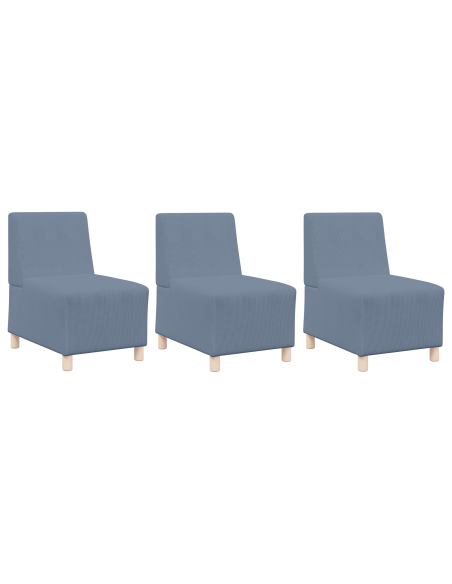 Sofa Chiar 3 pcs Blu 55 x 74 x 82 cm Tessuto in velluto a coste