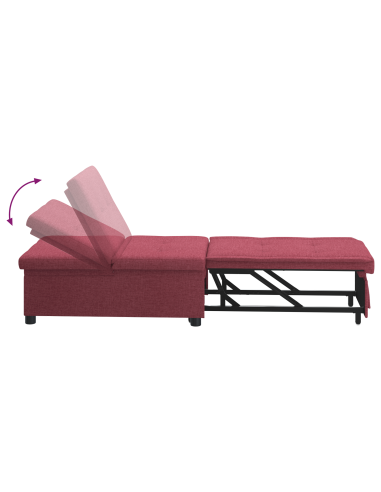 Divano Letto Estraibile 50cm Rosso Vino Legno compensato