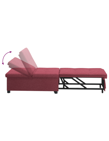 Divano Letto Estraibile 50cm Rosso Vino Legno compensato