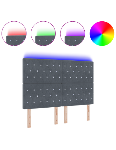 Testiera LED con testiera Grigio scuro 144 cm Poliestere