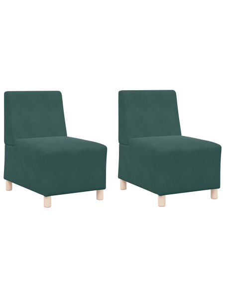 Poltrone Divano 2 pcs Verde scuro 55 x 74 x 82 cm Velluto