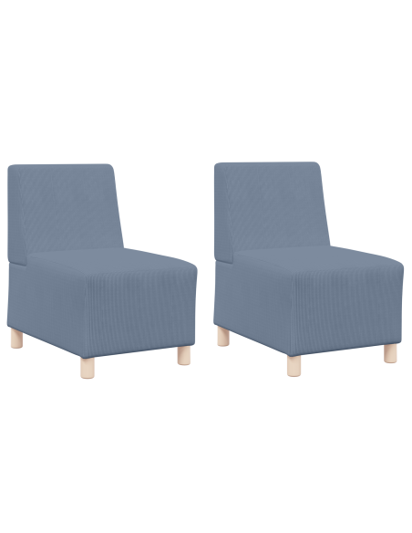 Sofa Chiar 2 pcs Blu 55 x 74 x 82 cm Tessuto in velluto a coste