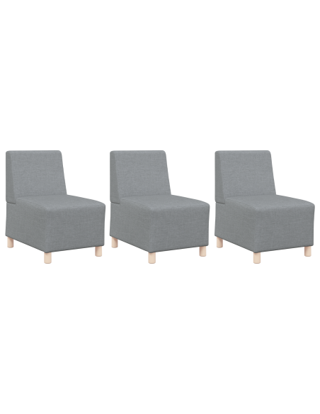 Poltrona Divano Grigia Chiara 55 cm Tessuto 3 pcs Grigio chiaro