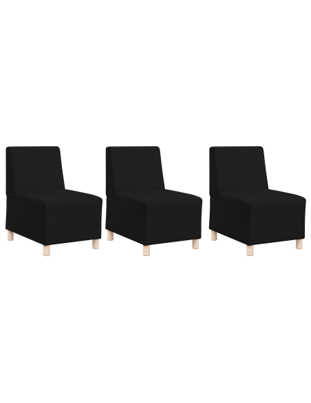 Poltrona Divano Grigia Chiara 55 cm Tessuto 3 pcs Nero