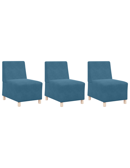 Poltrone Divano 3 pcs Blu 55 x 74 x 82 cm Velluto