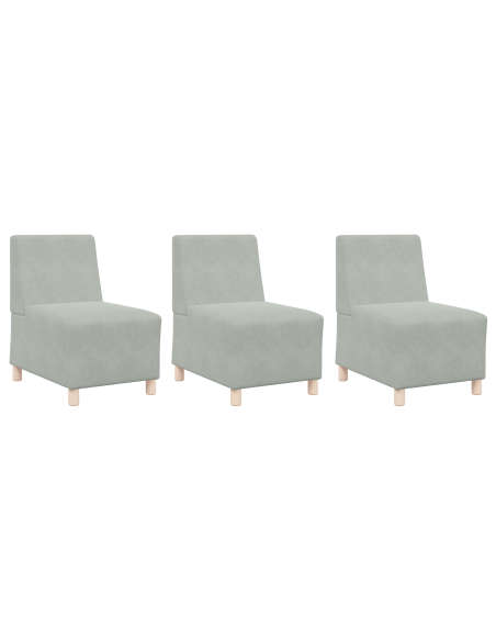 Poltrone Divano 3 pcs Grigio chiaro 55 x 74 x 82 cm Velluto