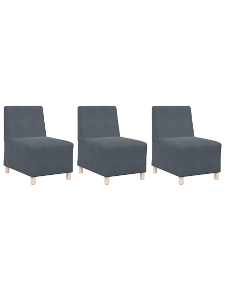 Poltrone Divano 3 pcs Grigio scuro 55 x 74 x 82 cm Velluto