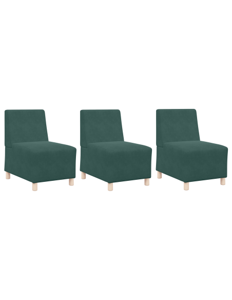 Poltrone Divano 3 pcs Verde scuro 55 x 74 x 82 cm Velluto