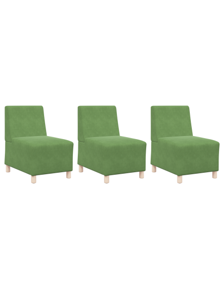 Poltrone Divano 3 pcs Verde chiaro 55 x 74 x 82 cm Velluto