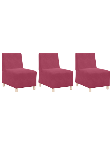 Poltrone Divano 3 pcs Rosso vino 55 x 74 x 82 cm Velluto