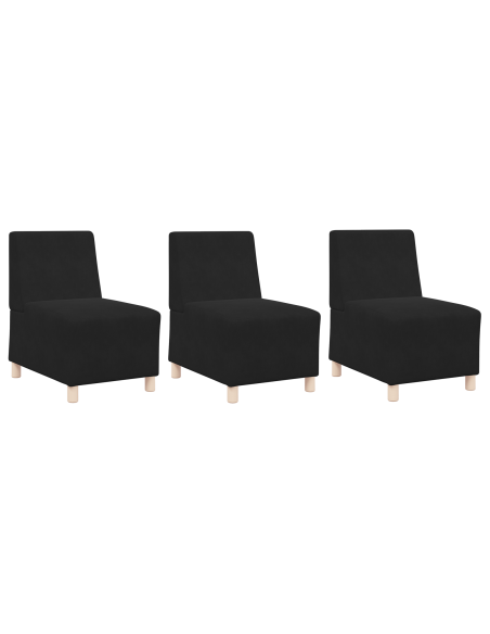 Poltrone Divano 3 pcs Nero 55 x 74 x 82 cm Velluto