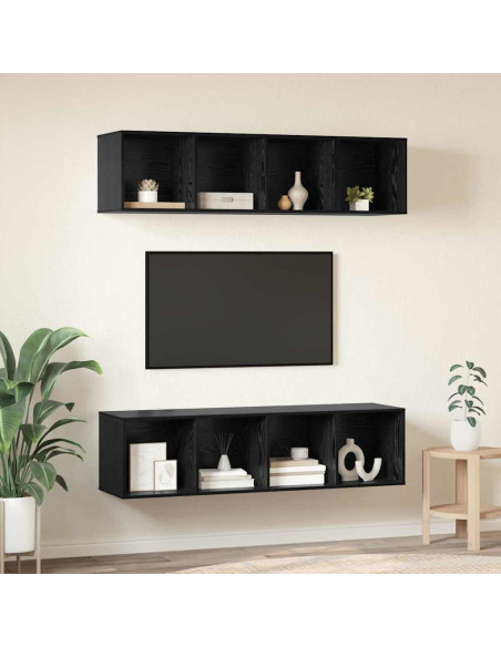 Set di mobili TV 3 pcs Rovere nero Legno multistrato