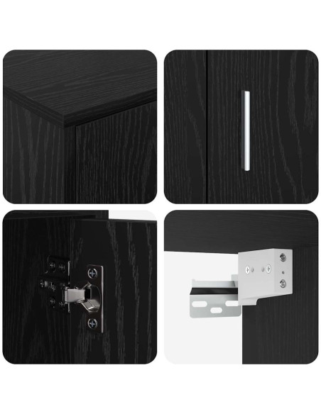 Set di mobile TV da 4 pezzi 4 pcs Rovere nero Legno multistrato