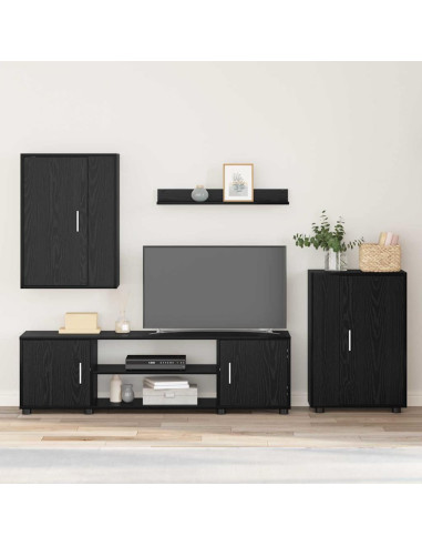 Set mobile TV 4 pcs Rovere Nero Legno multistrato