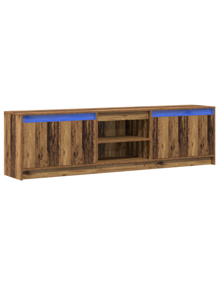 Mobile TV con luci a strisce a LED con archiviazione con porta Marrone 180 x 34 x 50 cm