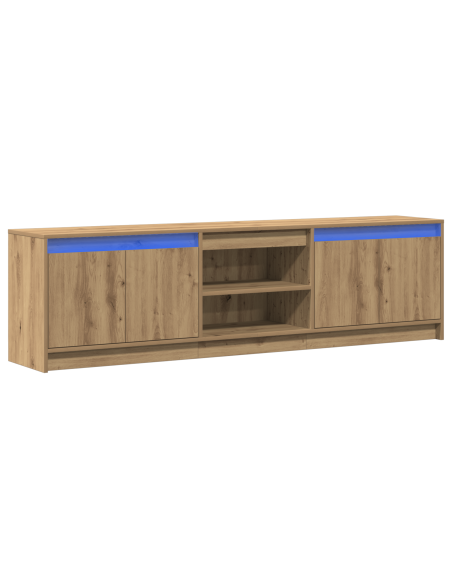Mobile TV con luci a strisce a LED con archiviazione con porta Marrone 182 x 34 x 50 cm