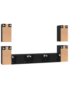 Set mobile TV Montaggio a parete Rovere Nero Legno multistrato 2