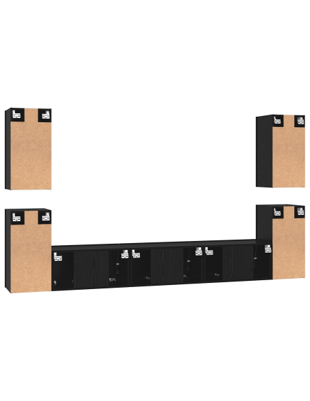 Set mobile TV 7 pcs Rovere nero Legno multistrato
